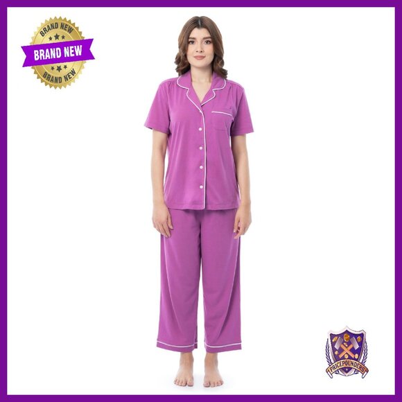 Soft Piped Button-Down Sleep Set - Cozy Two-Piece Pajamas